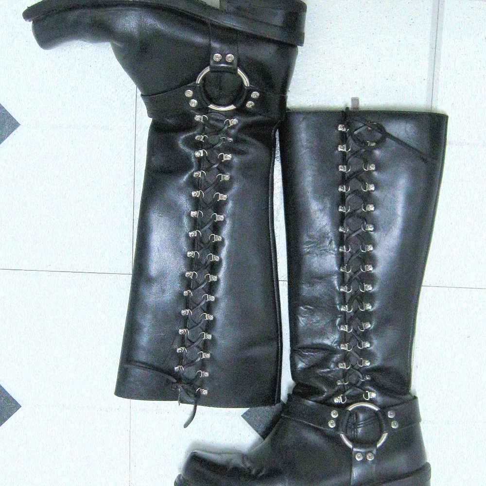 Women's black leather Harley Davidson boots 8.5